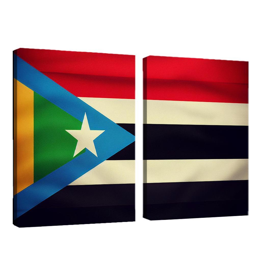 Spirit of Independence The Flag of South Sudan 2 Piece HD Canvas Wall Art-Original Frame