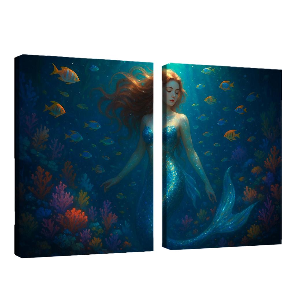Magical Mermaid - Underwater Fantasy Tale Framed Paintings