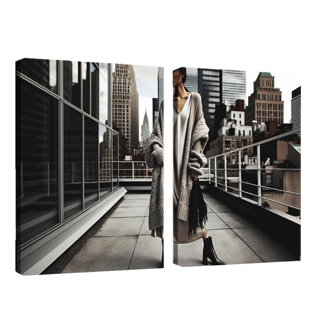 Layered Textures Combining Fabrics 2 Piece HD Canvas Wall Art-Original Frame