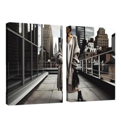 Layered Textures Combining Fabrics 2 Piece HD Canvas Wall Art-Original Frame