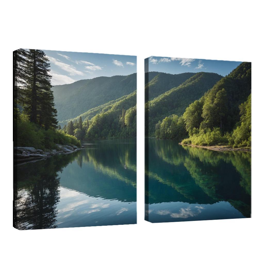 The Mesmerizing View Of Crystal Blue Lakes Oil Paintings Frame