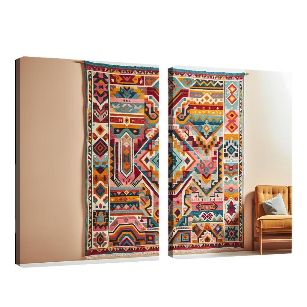 Bespoke Kilim Area Rug 2 Piece HD Canvas Wall Art-Original Frame