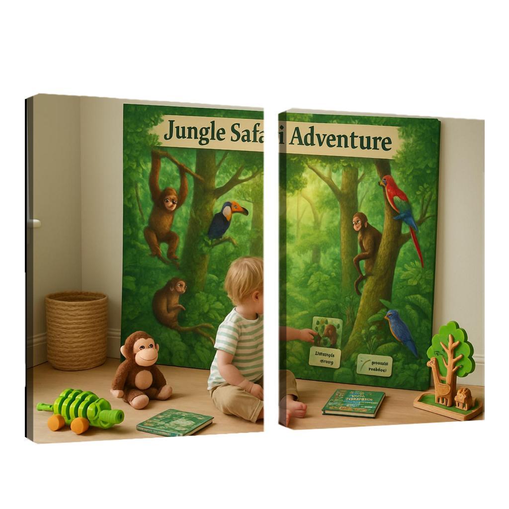Jungle Safari Adventure Panel Oil Paintings Frame