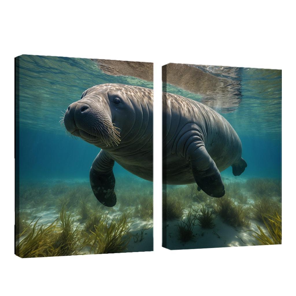 The Enigmatic Manatee The Gentle Sea Cow Framed Paintings