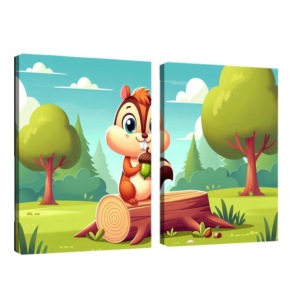 Cheeky Chipmunk 2 Piece HD Canvas Wall Art-Original Frame
