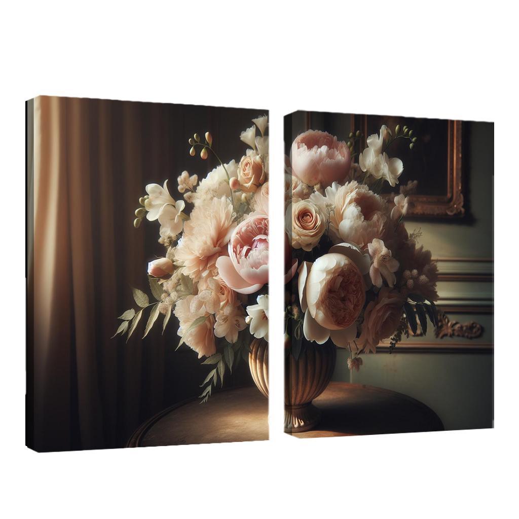 Victorian Romance A Nostalgic Floral Display 2 Piece HD Canvas Wall Art-Original Frame