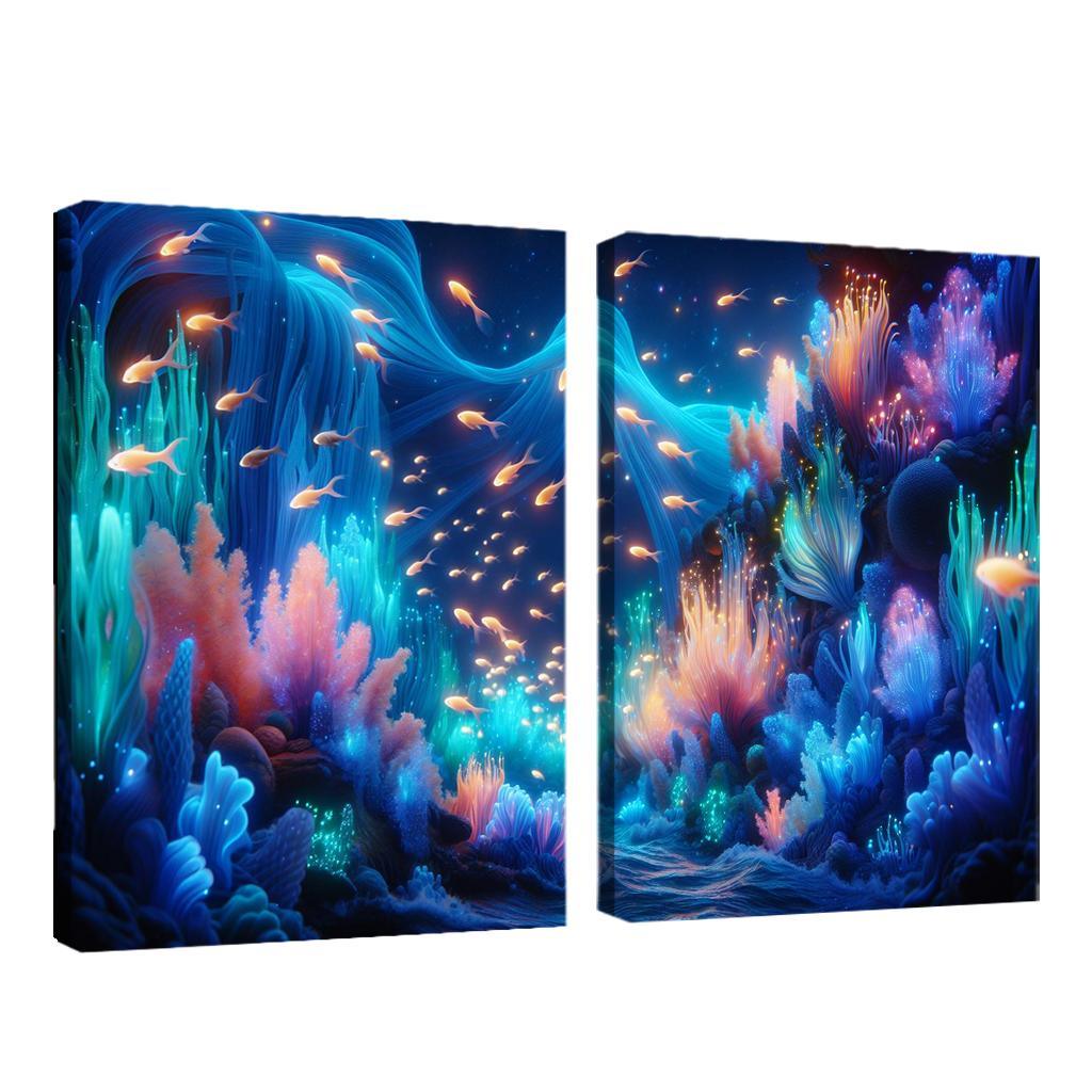 The Luminescent Depths 2 Piece HD Canvas Wall Art-Original Frame