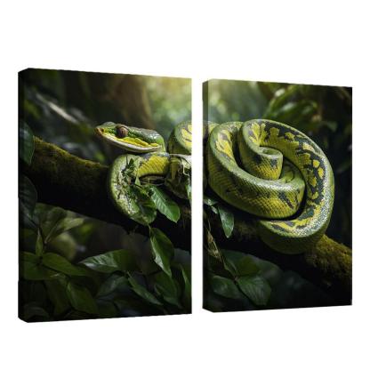 The Stunning Green Tree Python A Gem Of The Rainforest Canvas Paintings Frame