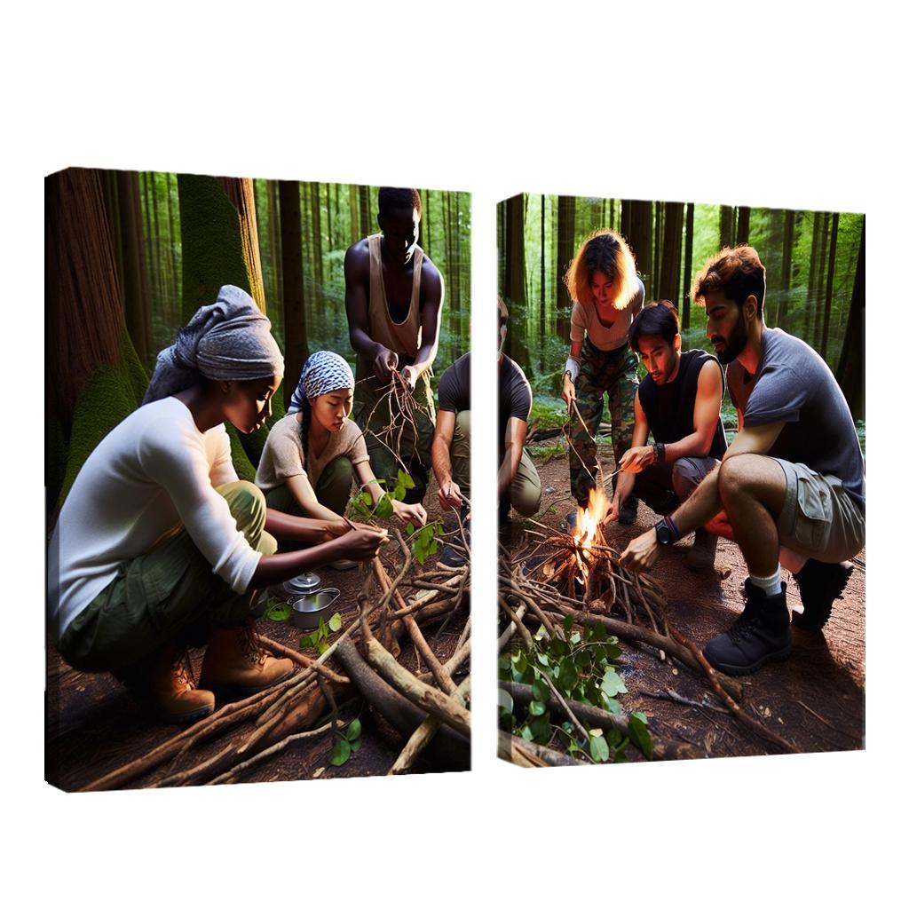 Wilderness Survival Learn the Art of Survival Skills 2 Piece HD Canvas Wall Art-Original Frame