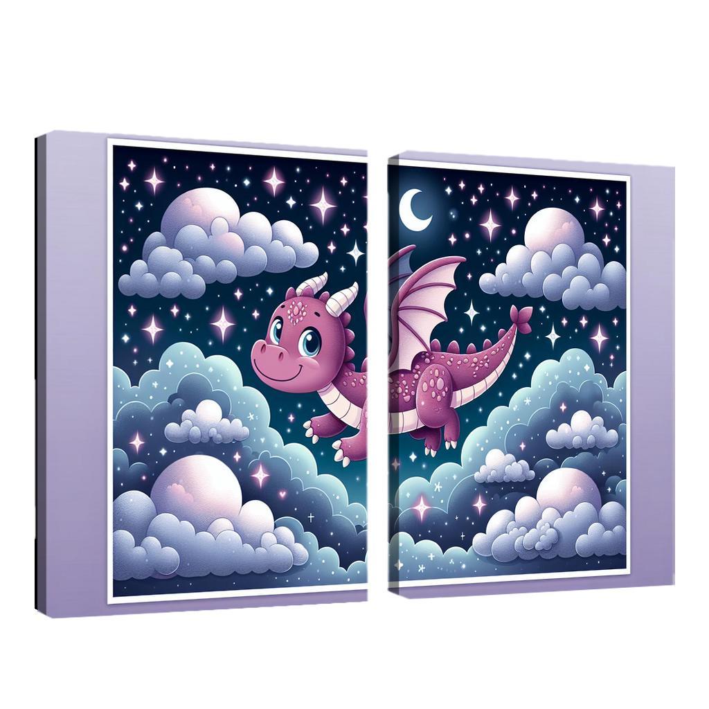 Dreamy Dragon 2 Piece HD Canvas Wall Art-Original Frame