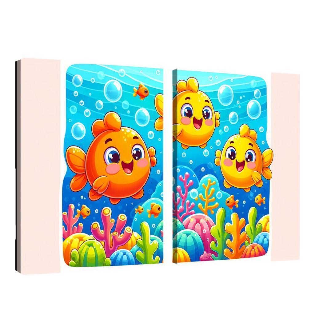 Giggles With Goldfish - Underwater Fun Framed Paintings