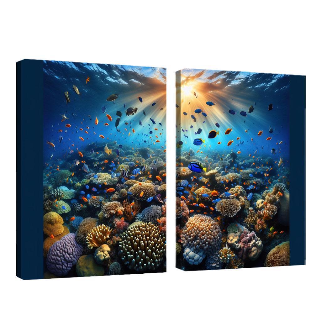Sunset Reef Snorkel Under Vibrant Colors Custom Paintings Frame
