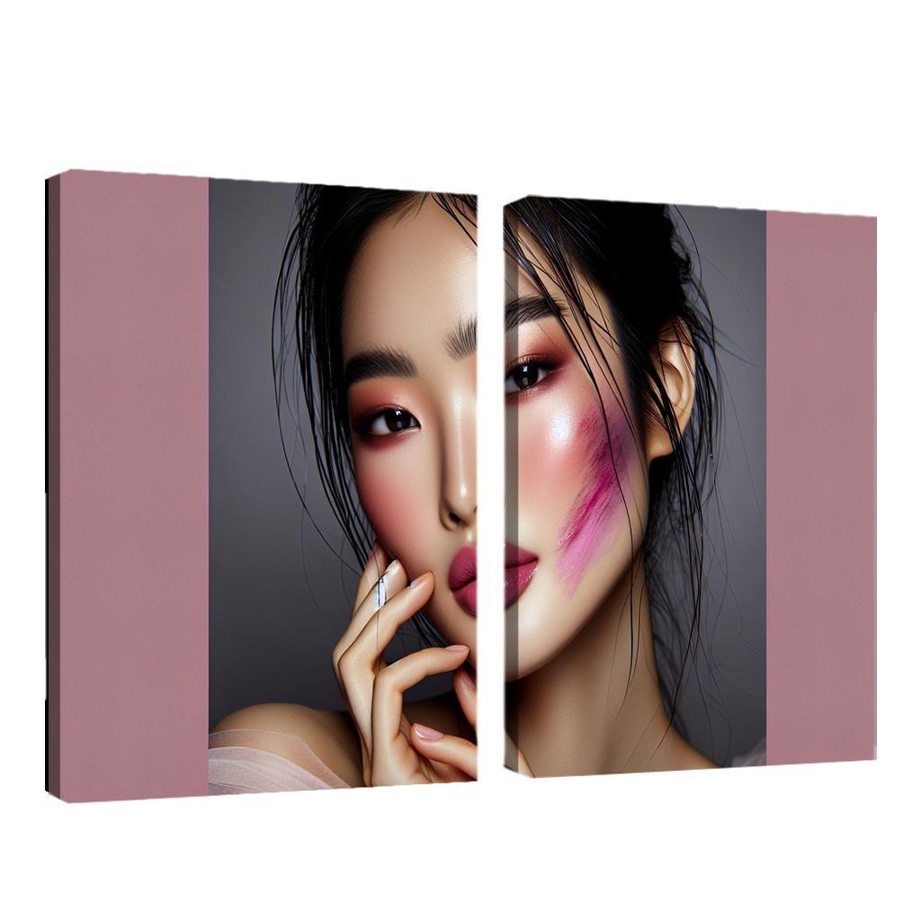 Monochrome Makeup Cohesive Looks 2 Piece HD Canvas Wall Art-Original Frame