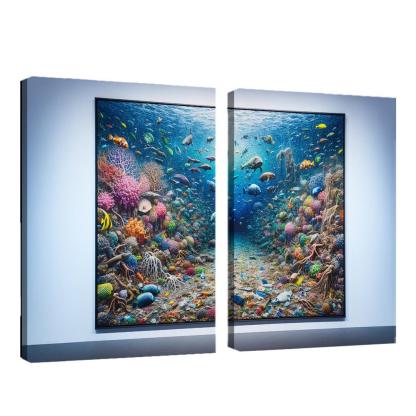 Beneath the Surface Ocean Conservation Awareness 2 Piece HD Canvas Wall Art-Original Frame