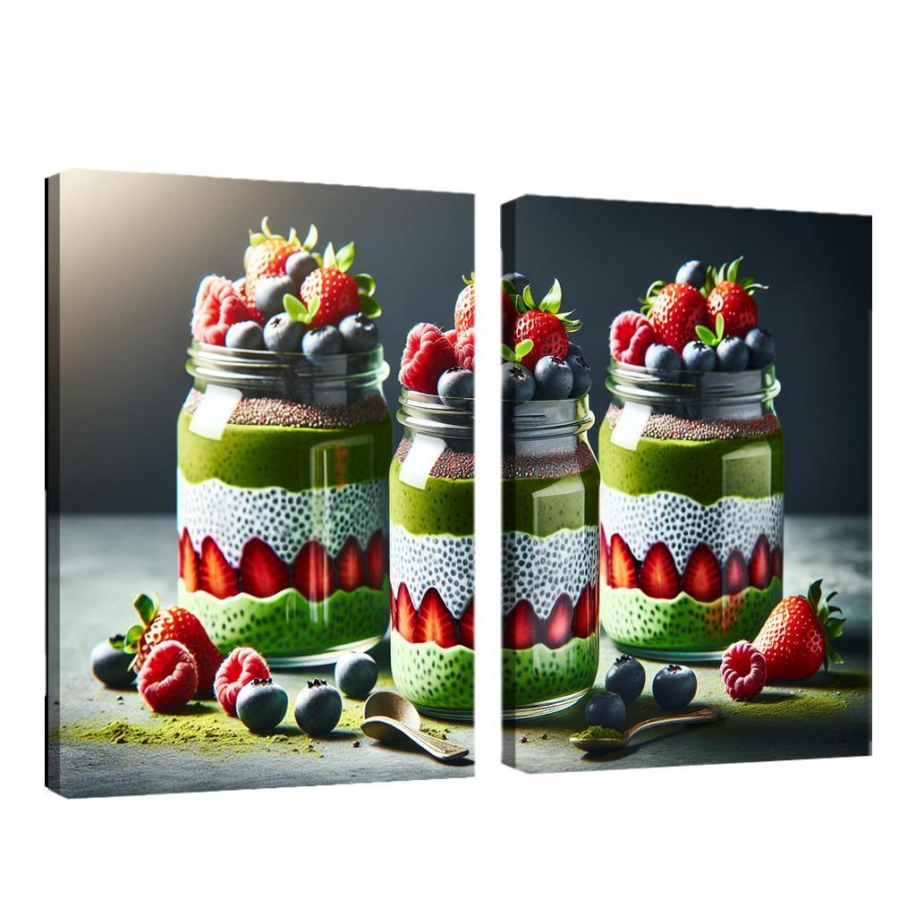 Matcha Chia Seed Pudding 2 Piece HD Canvas Wall Art-Original Frame