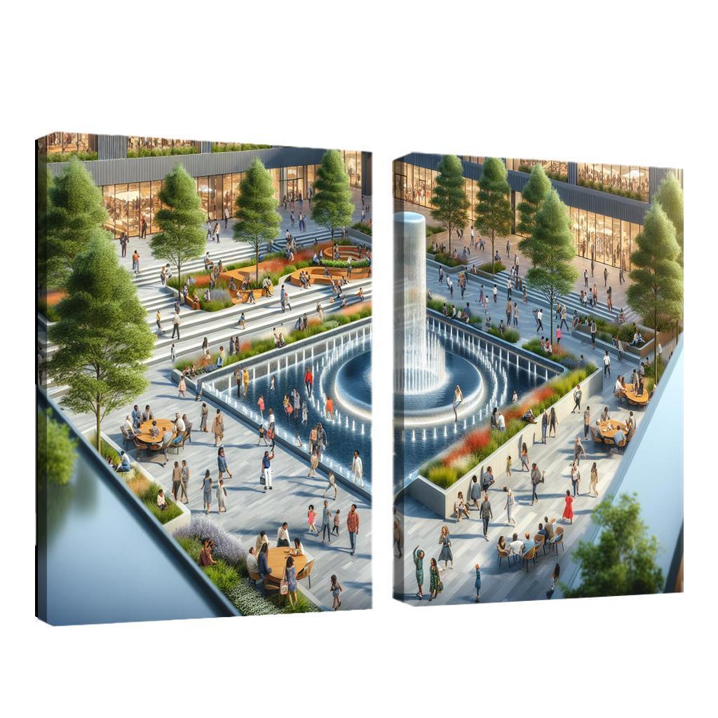 Dynamic Urban Water Features Custom Paintings Frame