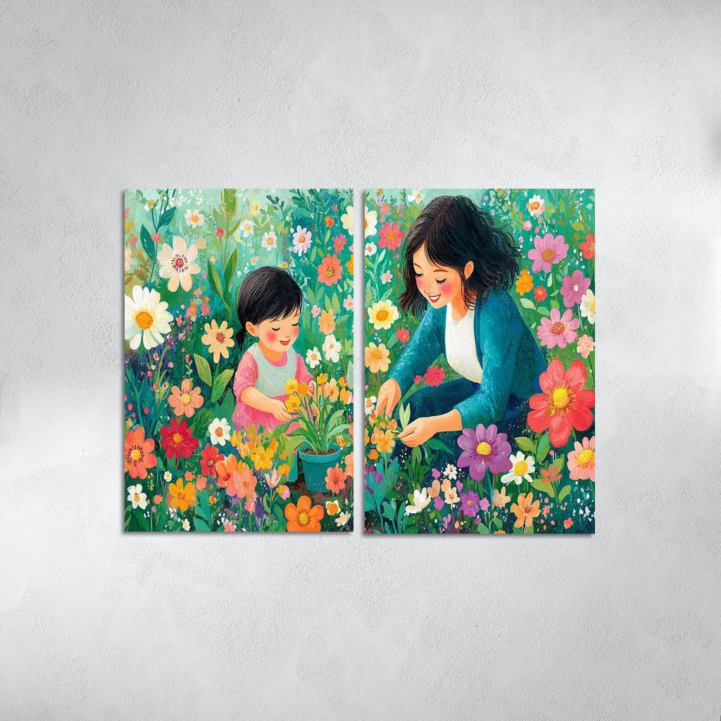 The Blooming Path A Mothers Nurturing Journey Canvas Paintings Frame