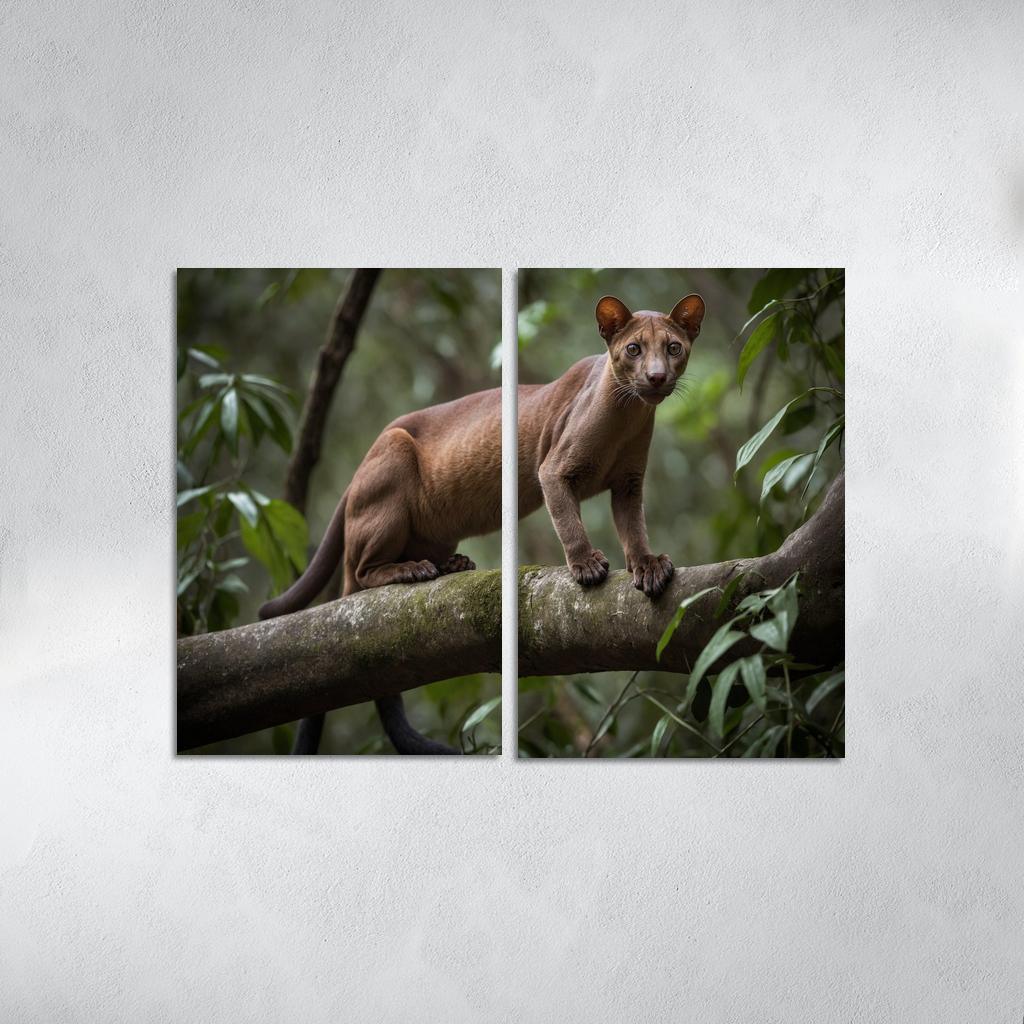 The Unique Fossa In Madagascar's Forests Framed Paintings