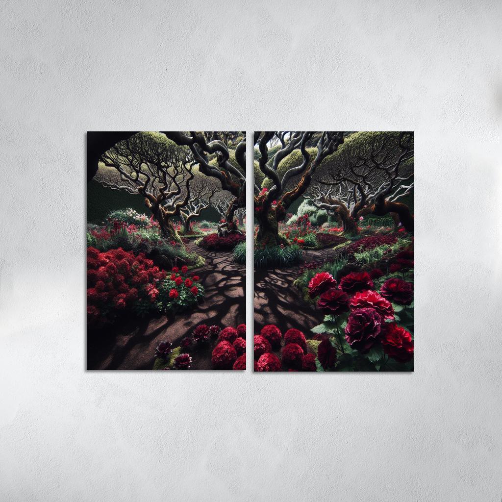 Eclipsed Garden Nature's Gothic Rebirth 2 Piece HD Canvas Wall Art-Original Frame