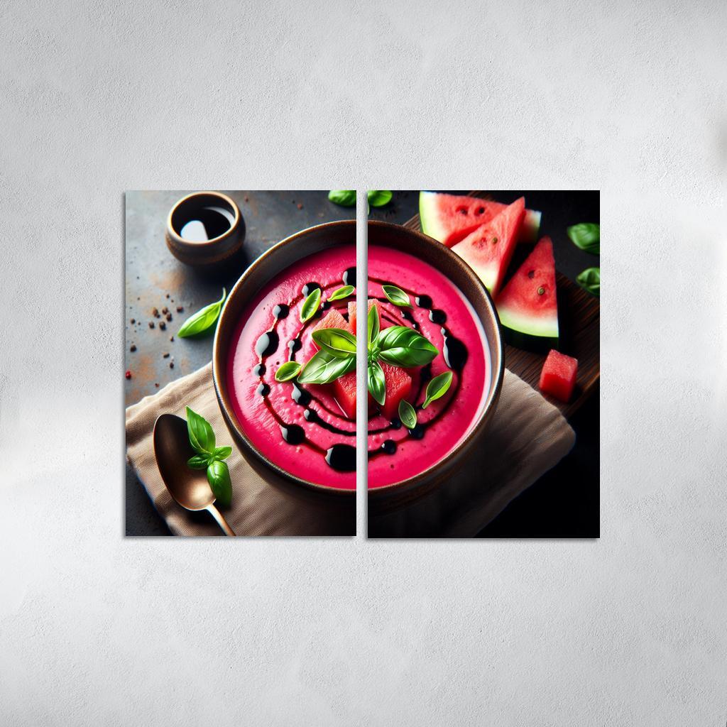 Chilled Watermelon Basil Soup 2 Piece HD Canvas Wall Art-Original Frame