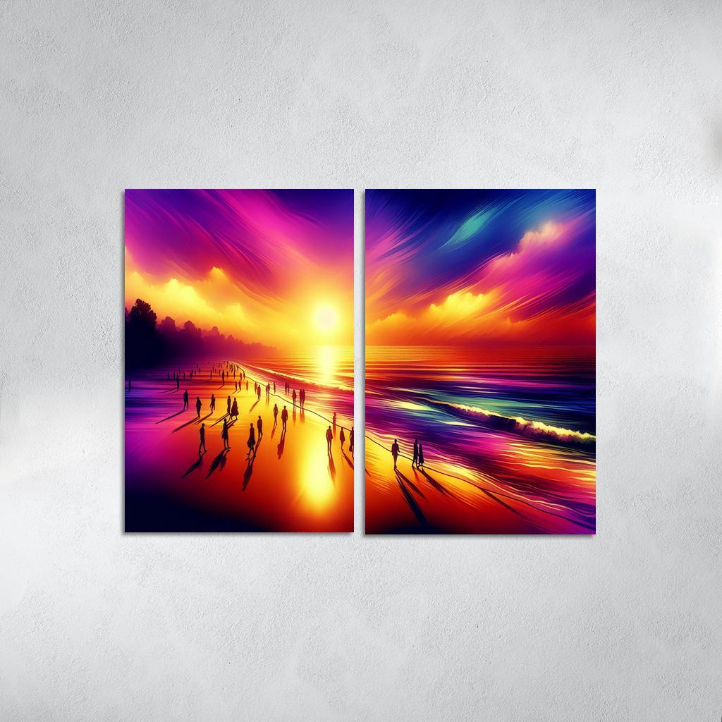 Shimmering Sands Sunset Beachwalks Abstract Paintings Frame