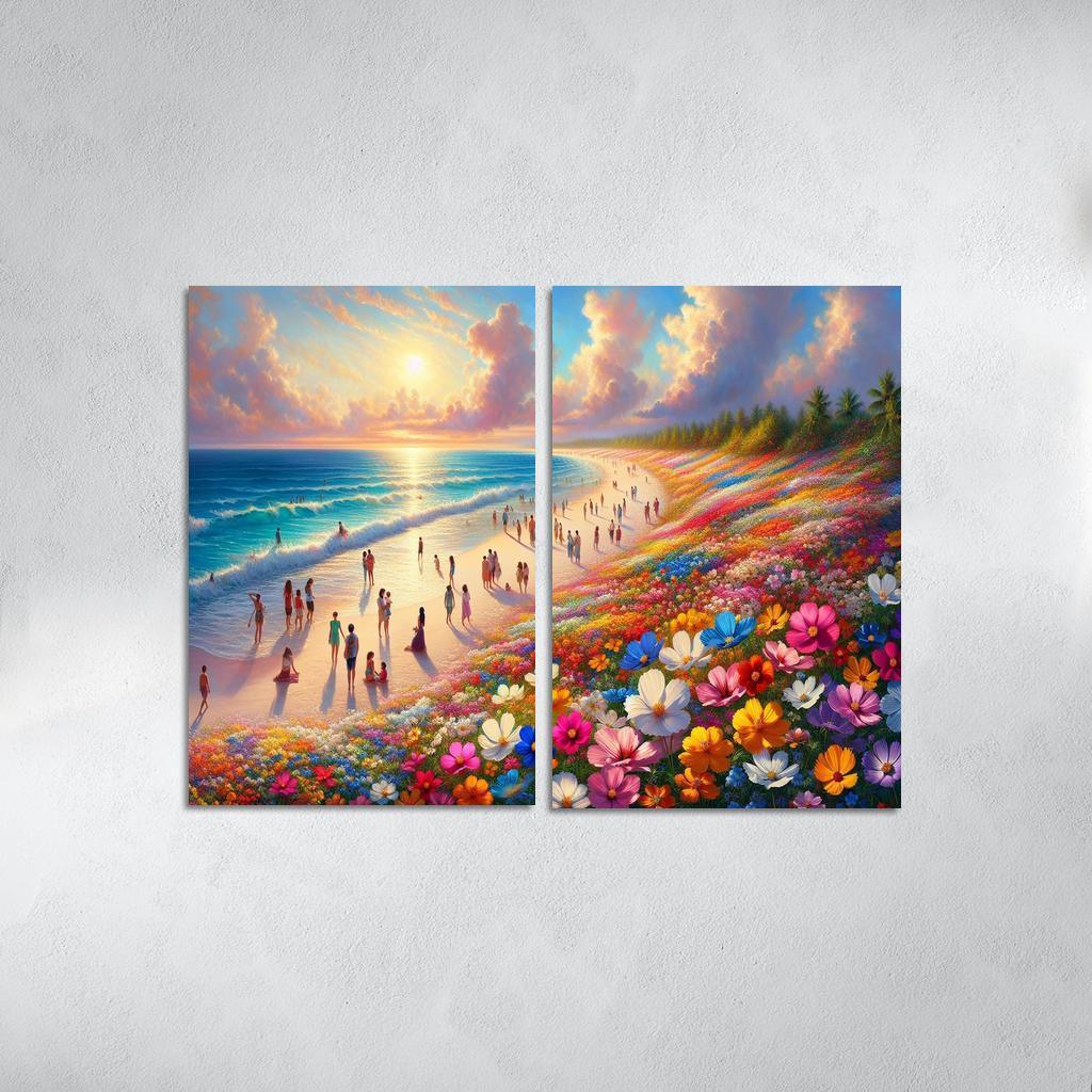 Wildflower Beach Natural Flora Haven Oil Paintings Frame