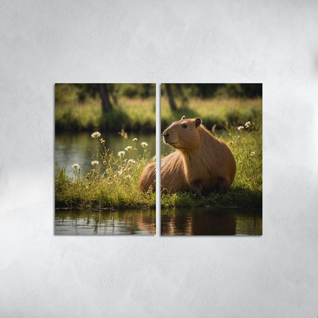 The Curious Capybara The Gentle Giant Of The Rodent Family Modern Paintings Frame