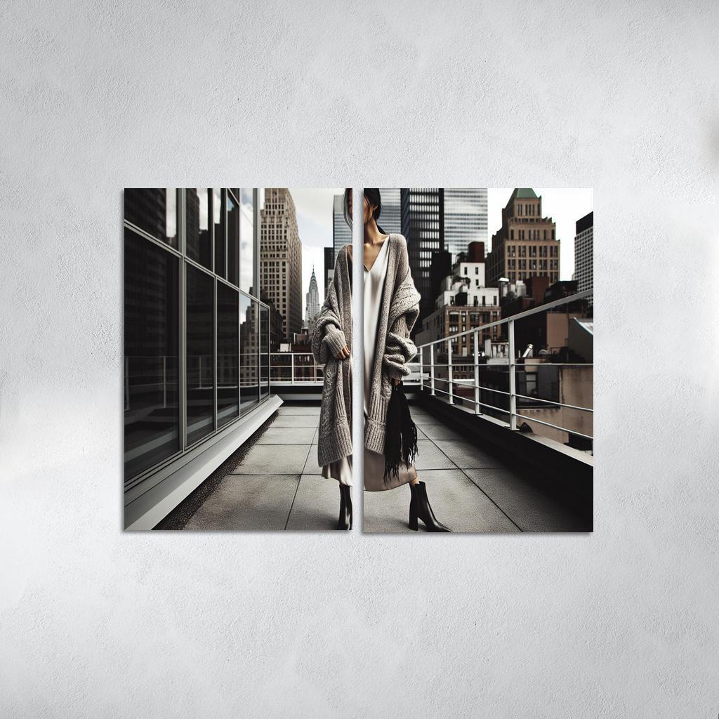 Layered Textures Combining Fabrics 2 Piece HD Canvas Wall Art-Original Frame