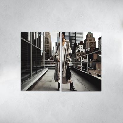 Layered Textures Combining Fabrics 2 Piece HD Canvas Wall Art-Original Frame