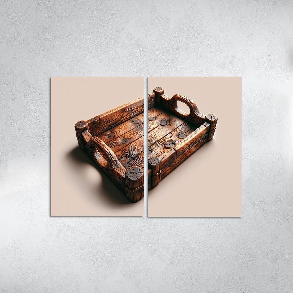 Rustic Wooden Tray with Handles 2 Piece HD Canvas Wall Art-Original Frame