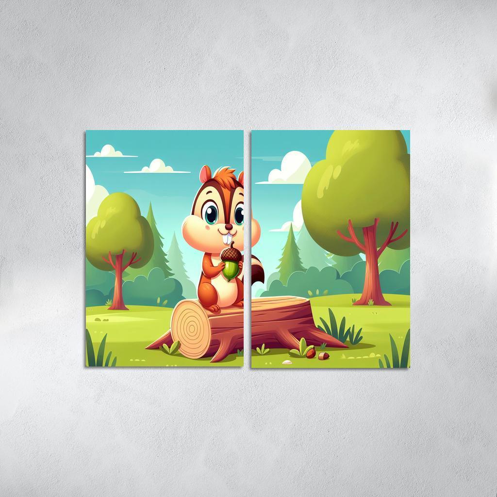 Cheeky Chipmunk 2 Piece HD Canvas Wall Art-Original Frame