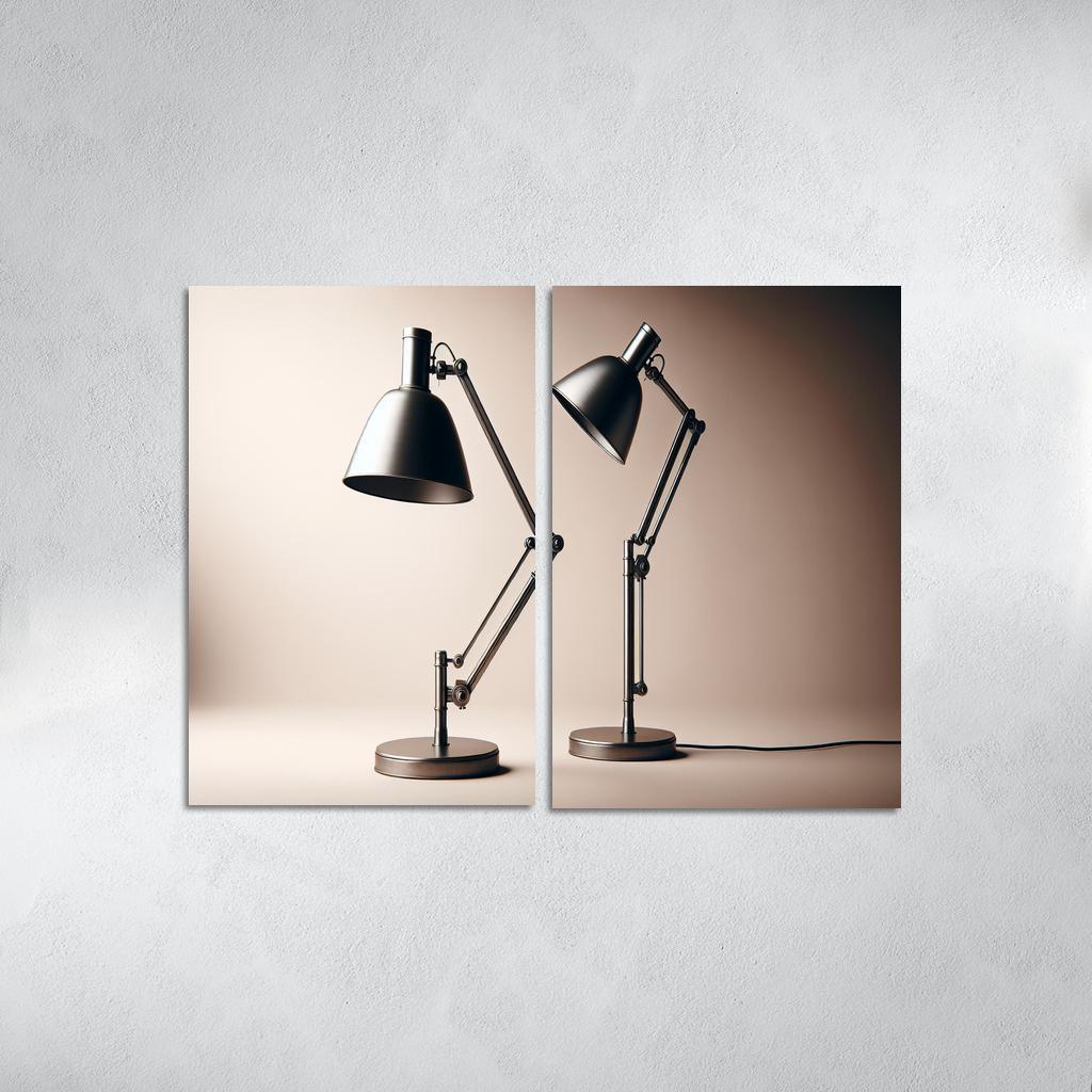 Contemporary Floor Lamp with Adjustable Shade 2 Piece HD Canvas Wall Art-Original Frame