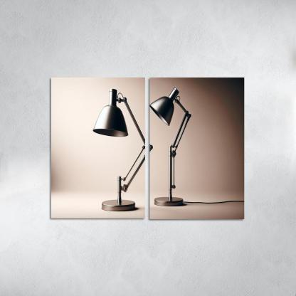 Contemporary Floor Lamp with Adjustable Shade 2 Piece HD Canvas Wall Art-Original Frame