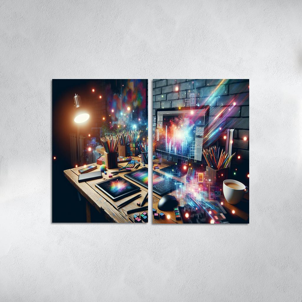 Digital Art Create Your Own Virtual Masterpieces 2 Piece HD Canvas Wall Art-Original Frame