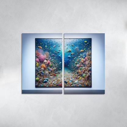 Beneath the Surface Ocean Conservation Awareness 2 Piece HD Canvas Wall Art-Original Frame