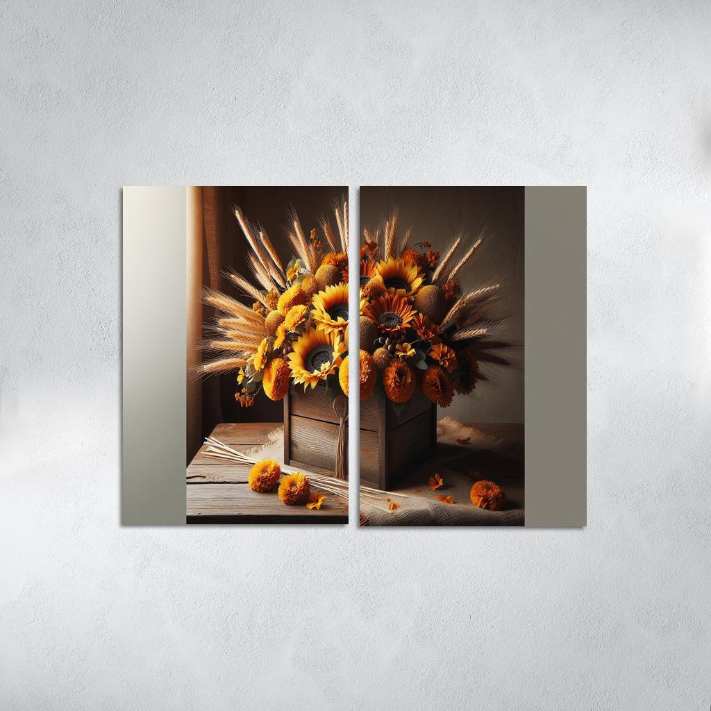 Rustic Charm A Harvest-Themed Centerpiece 2 Piece HD Canvas Wall Art-Original Frame