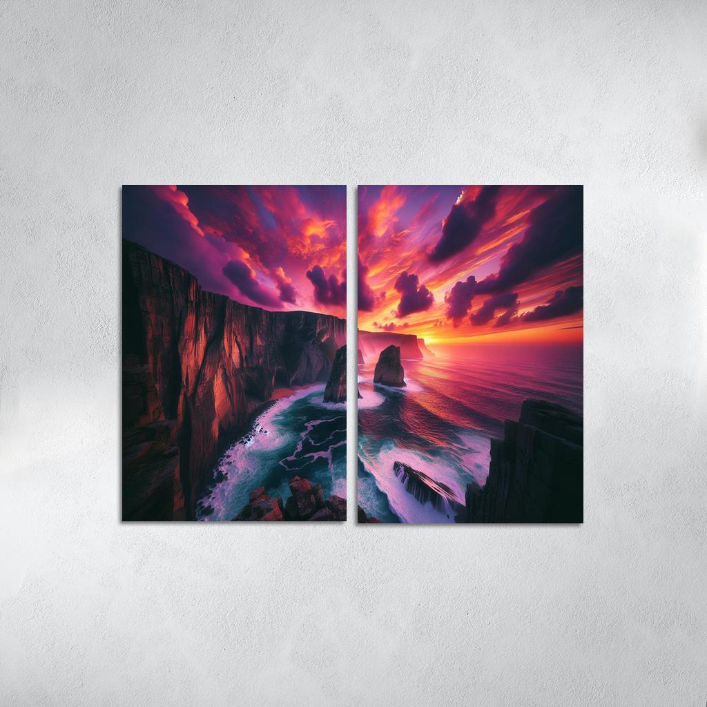 Sunset Cliffs Dramatic Coastal Views Oil Paintings Frame