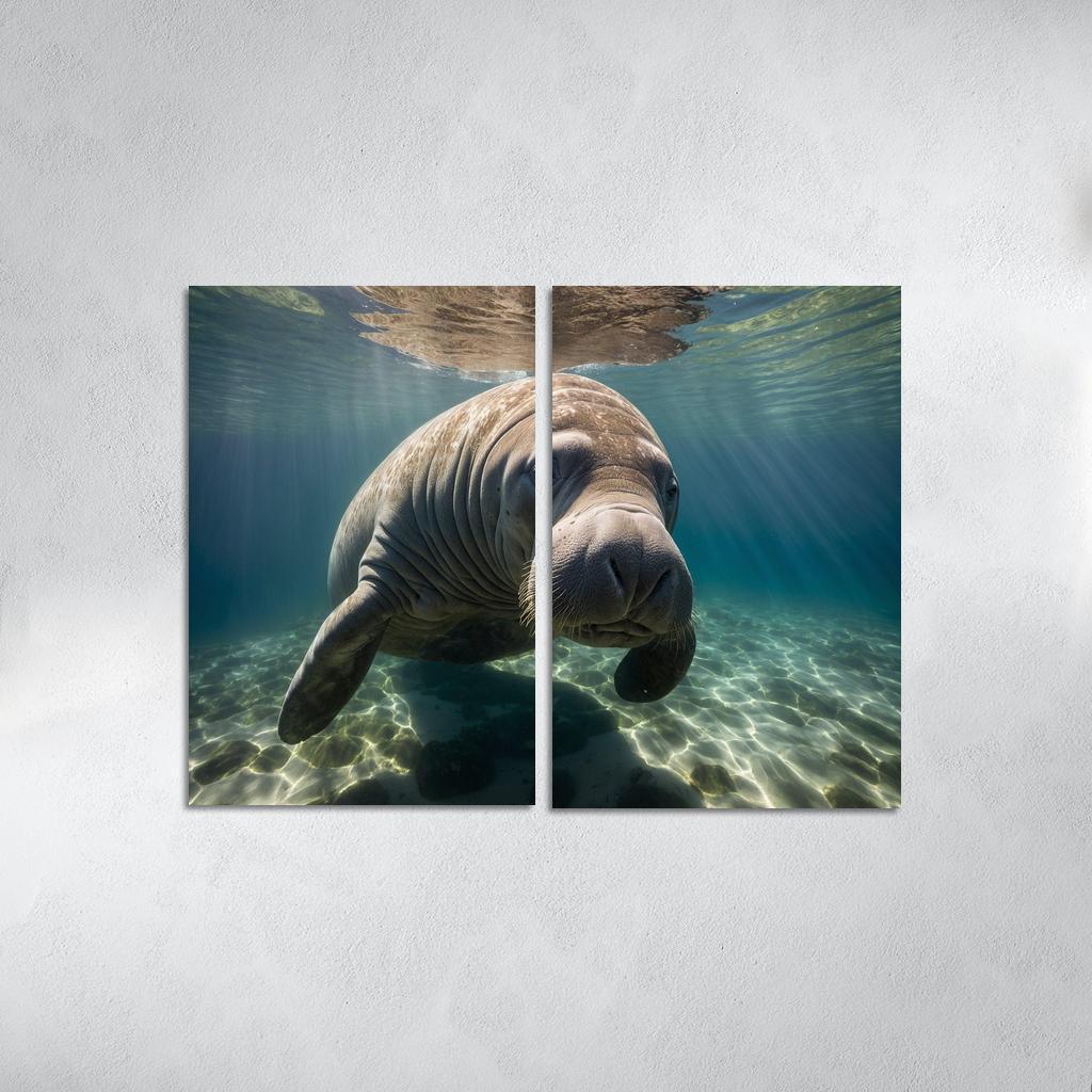The Mysterious Manatee In Coastal Waters Framed Paintings