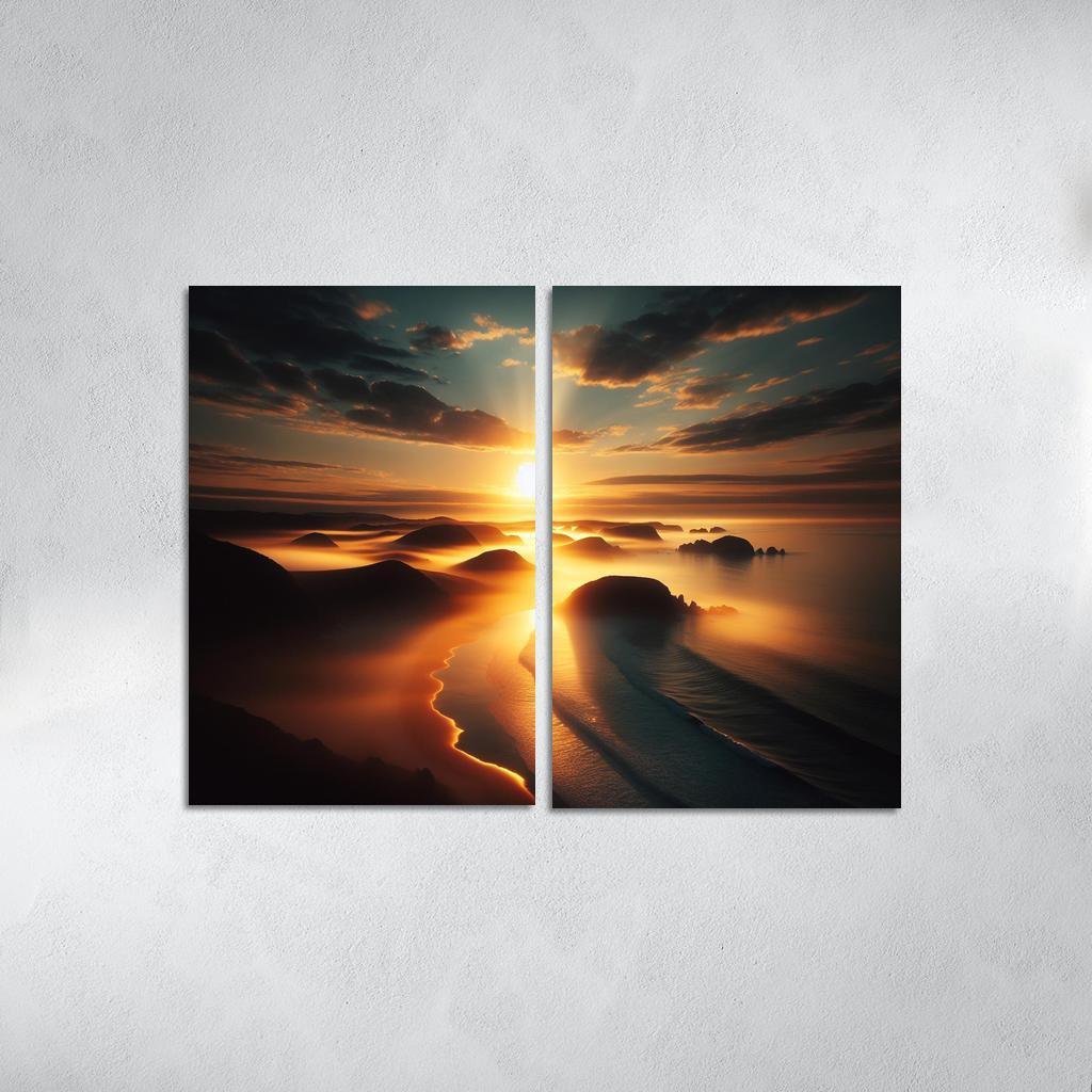 Morning Mist Beach Serene Sunrises Custom Paintings Frame