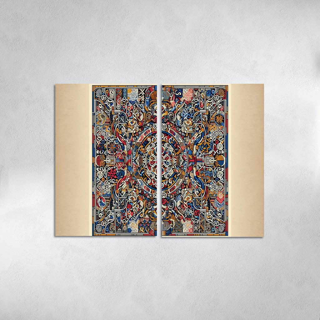 Cultural Mosaic Celebrating Diversity and Heritage 2 Piece HD Canvas Wall Art-Original Frame