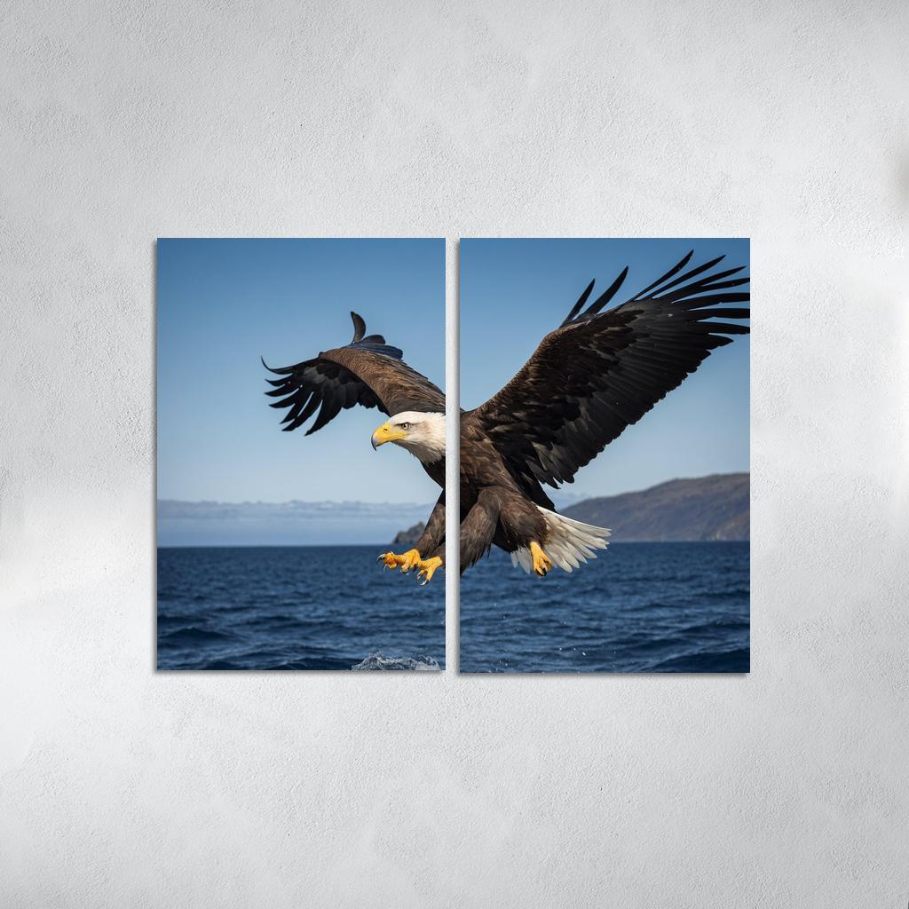 The Majestic Steller's Sea Eagle By The Sea Framed Paintings