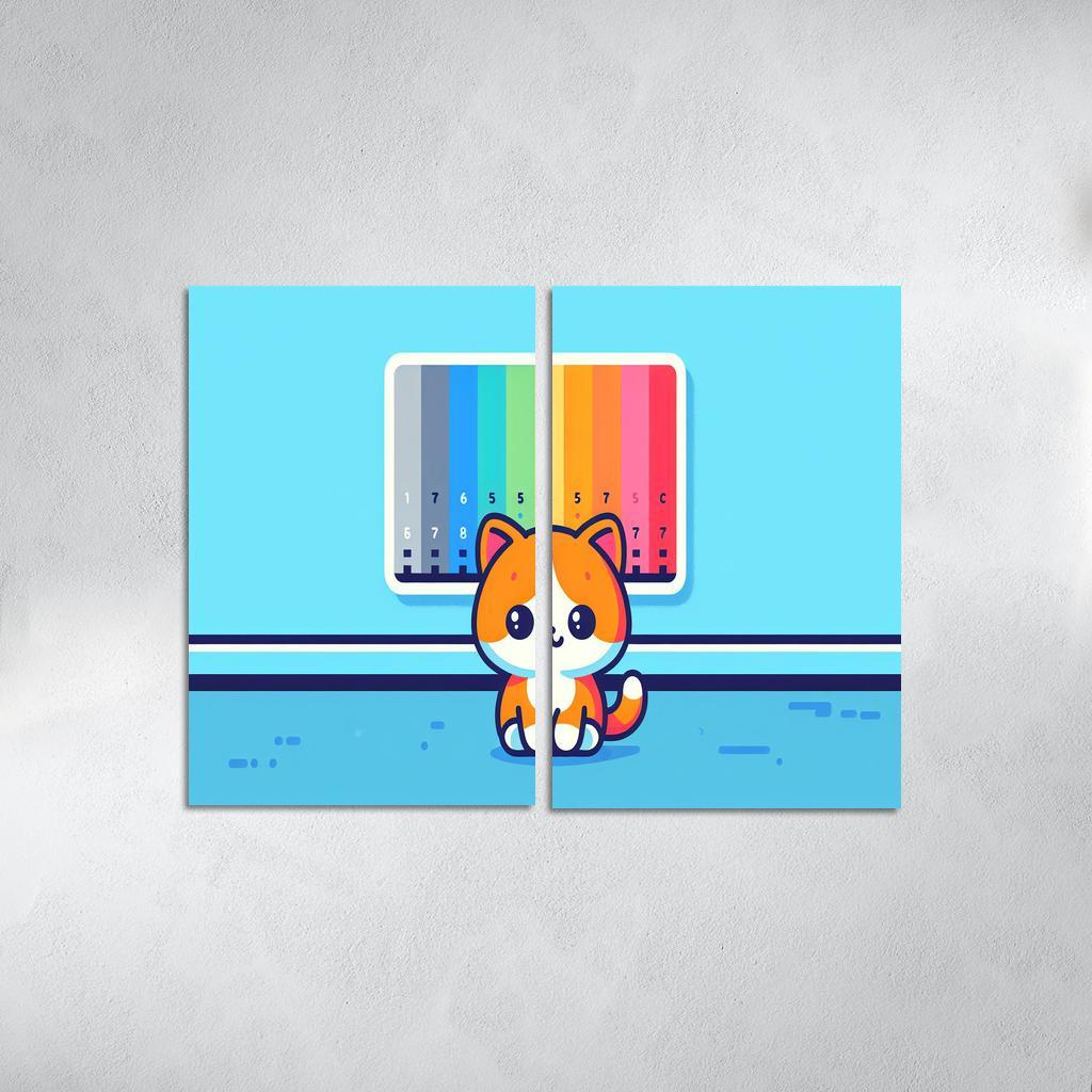 Curious Cat - Color Spectrum Puzzle 2 Piece HD Canvas Wall Art-Original Frame