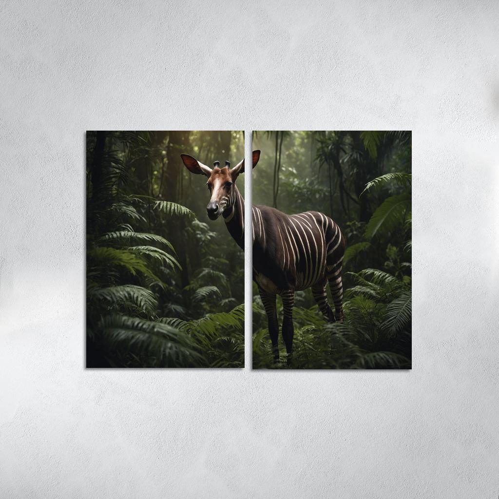 The Spectacular Okapi Forest Giraffe Canvas Paintings Frame
