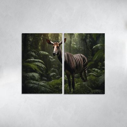 The Spectacular Okapi Forest Giraffe Canvas Paintings Frame