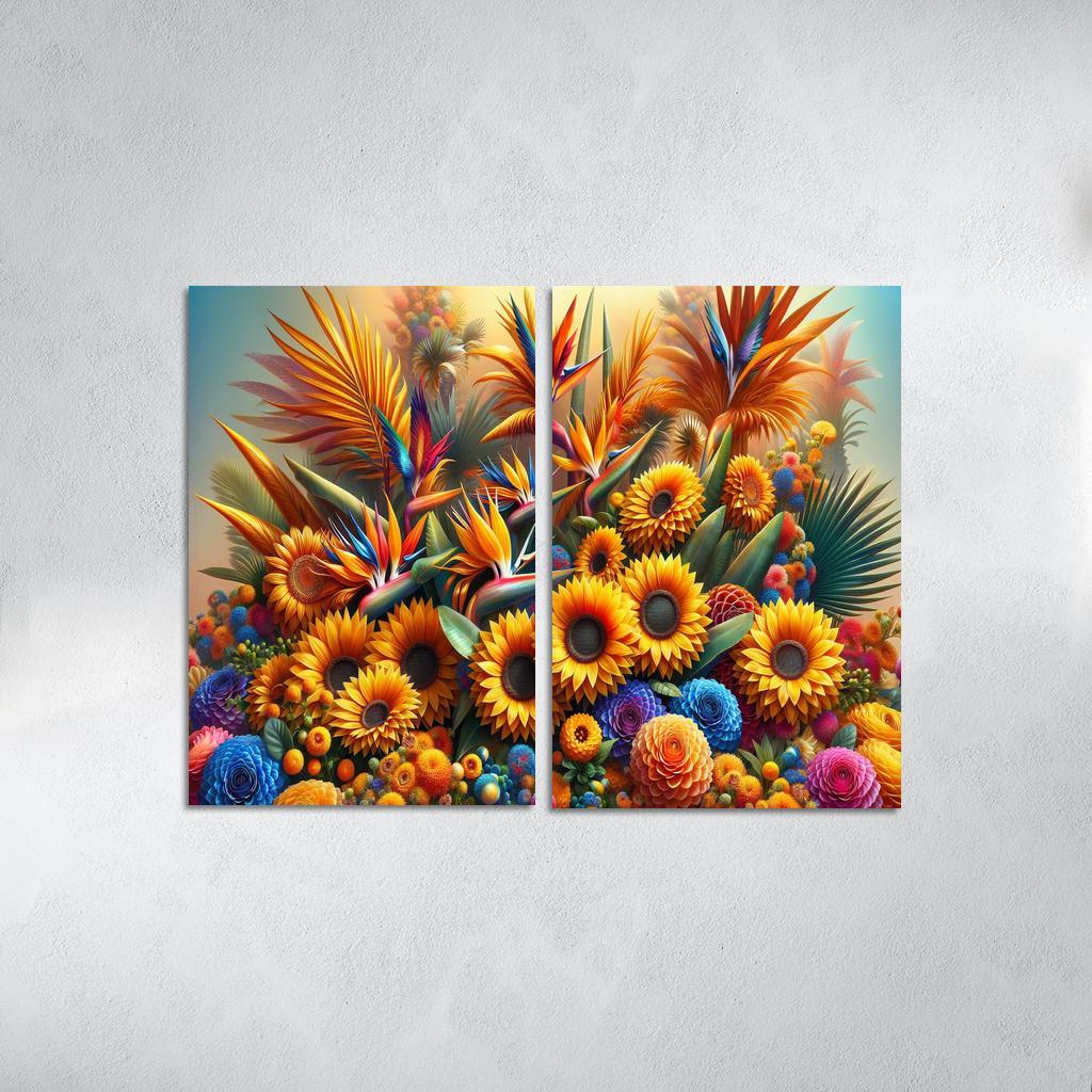 Festival of Colors A Celebration of Floral Diversity 2 Piece HD Canvas Wall Art-Original Frame
