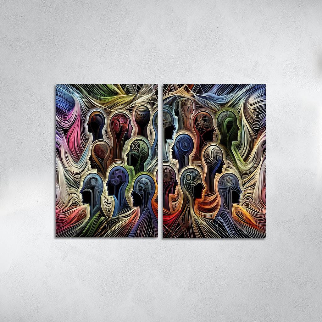 Threads of Resilience Art on Mental Health Awareness 2 Piece HD Canvas Wall Art-Original Frame