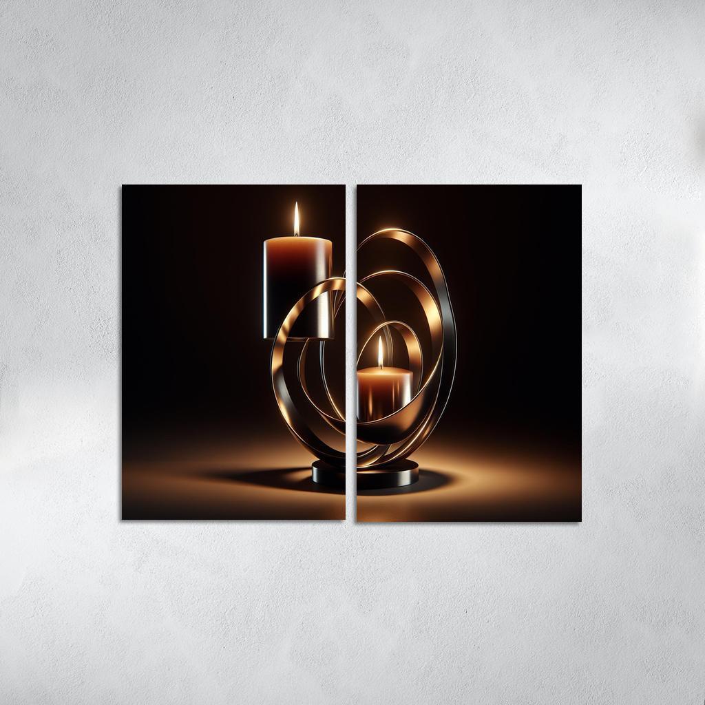 Sculptural Metal Candle Holders 2 Piece HD Canvas Wall Art-Original Frame