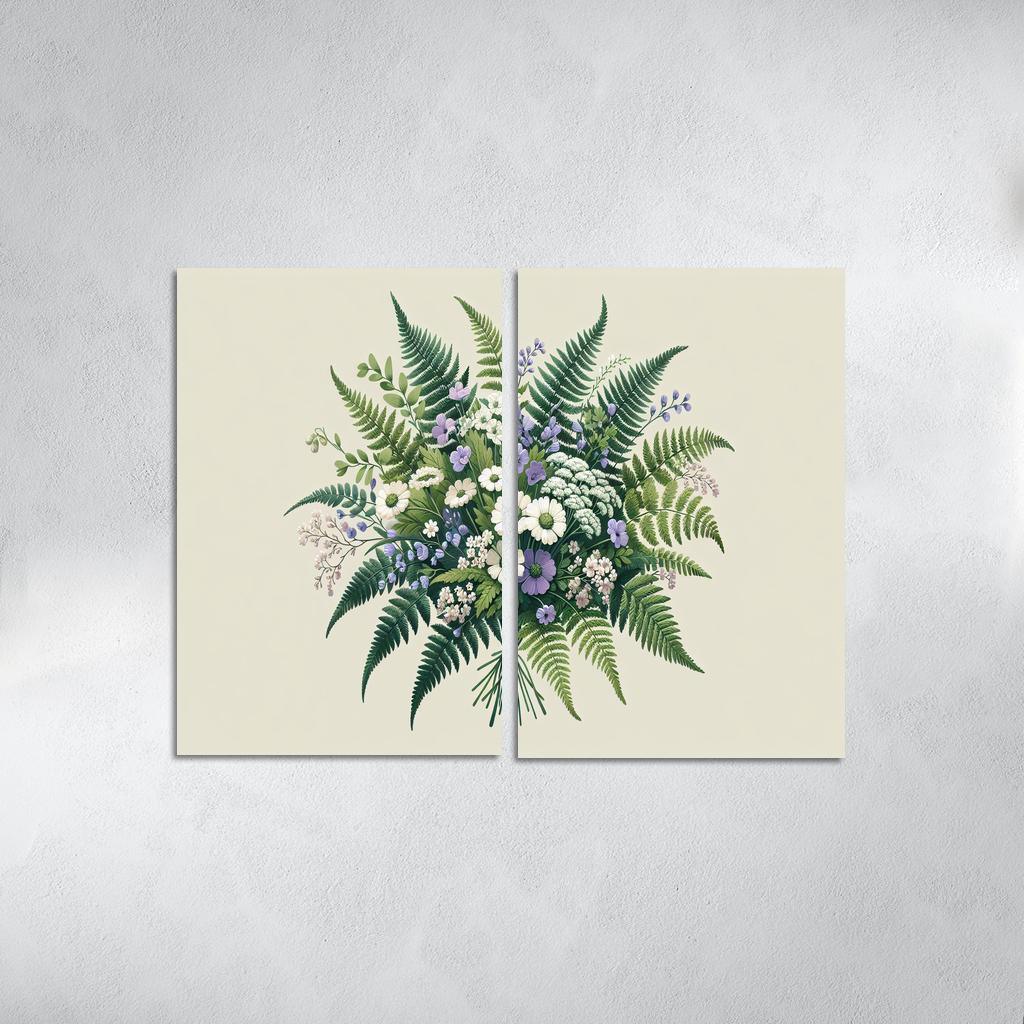 Enchanted Forest Blooms A Woodland Bouquet 2 Piece HD Canvas Wall Art-Original Frame