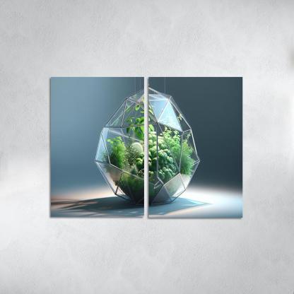 Sculptural Glass Terrarium 2 Piece HD Canvas Wall Art-Original Frame