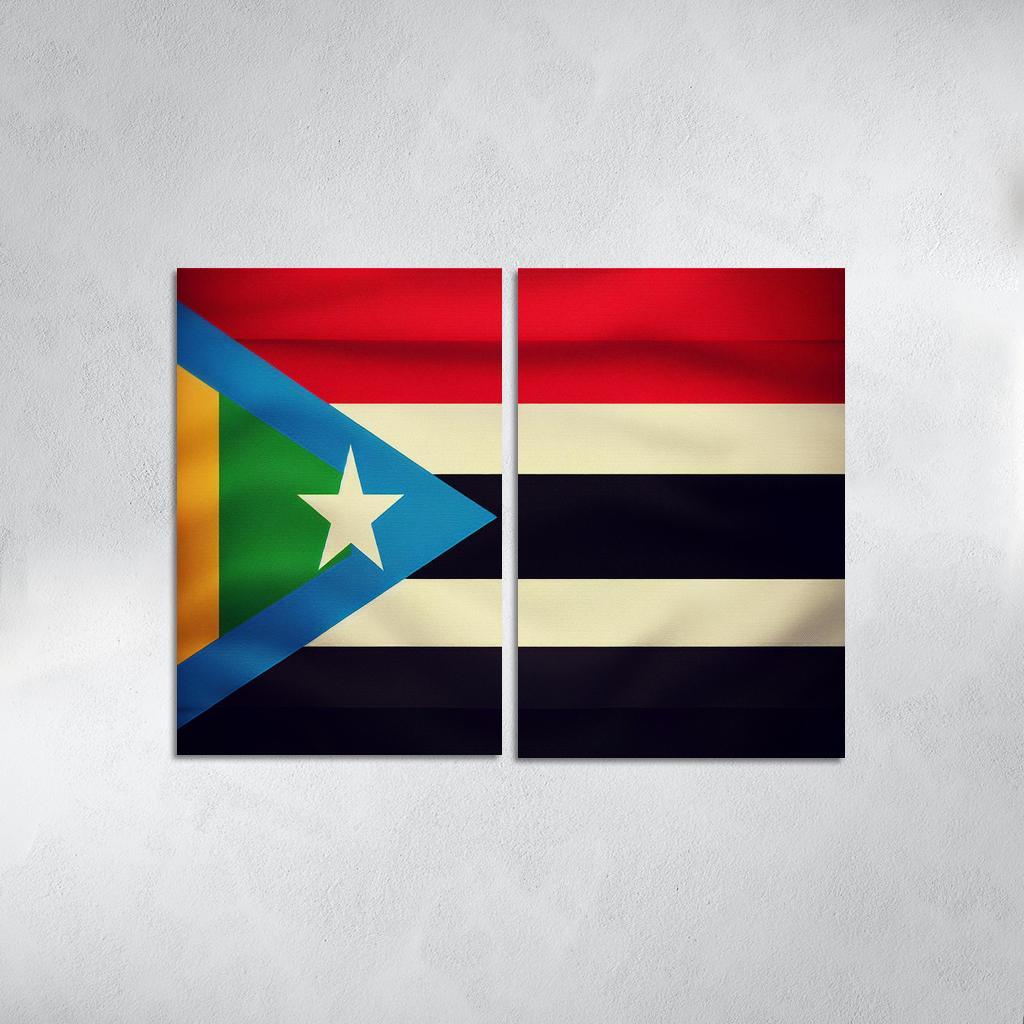 Spirit of Independence The Flag of South Sudan 2 Piece HD Canvas Wall Art-Original Frame
